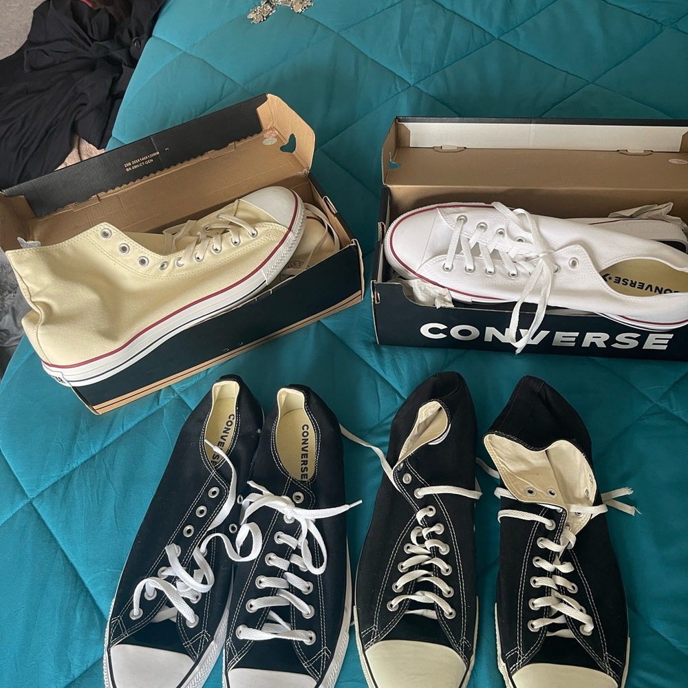 Converse High and Low Top Sneakers - Black, White, Cream
